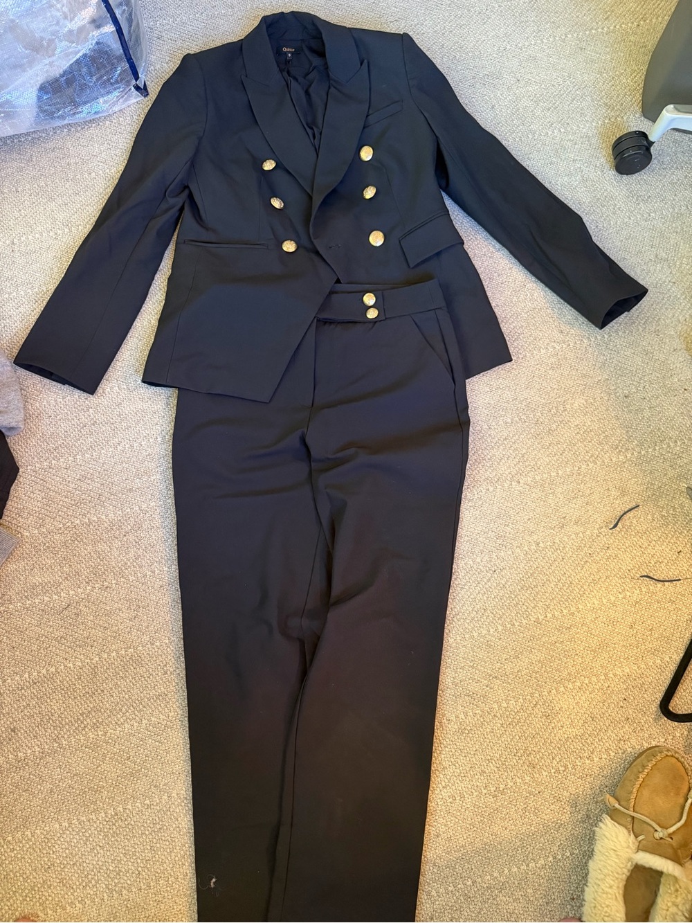 Quince Black Double-Breasted Blazer & Pants Set Size S – Veronica Beard Inspired